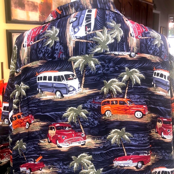 Big Digs Men’s Hawaiian “ Surfing Beach Cars Short Sleeve Shirt Size 4X - Picture 8 of 14